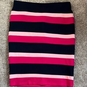 Eloquii Pink and Navy Blue Striped Pencil Skirt